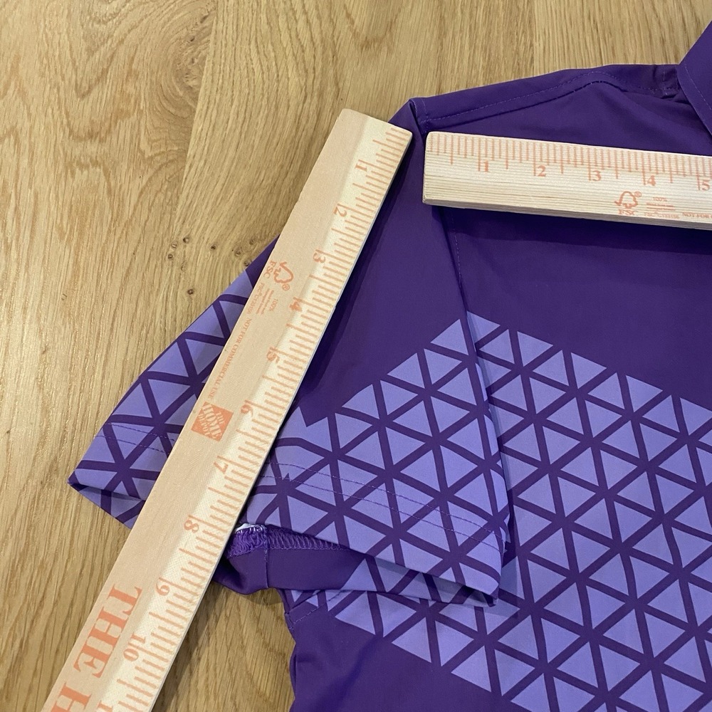 Five Birdies polo Men's Medium Purple Geometric Short Sleeve Endalz Pro-am - Picture 9 of 9